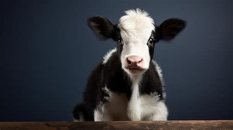 Premium AI Image | a black and white baby cow in a farm