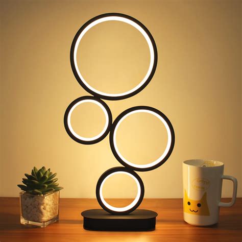 BESKETIE LED Table Lamp, Modern Bedside Table Lamps, 18W Dimmable Desk Lamp, 3 Color Nightstand ...