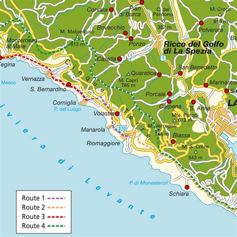 Karte Cinque Terre und La Spezia, Italien: Stadtplan, Karte und Routenplaner von hot-maps.