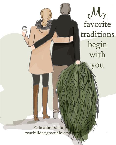 Christmas Cards Christmas Cards for Couples Illustration - Etsy