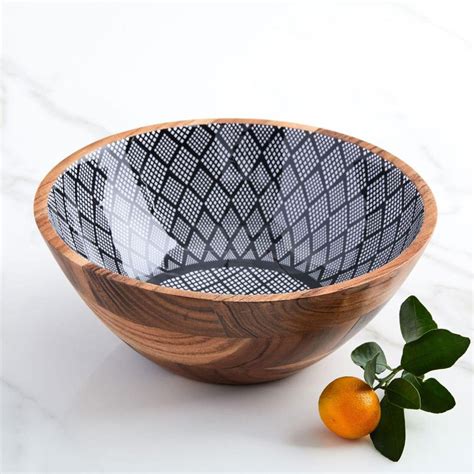 Wood + Monochrome Serving Bowl - Large | Serving bowls, Bowl ...