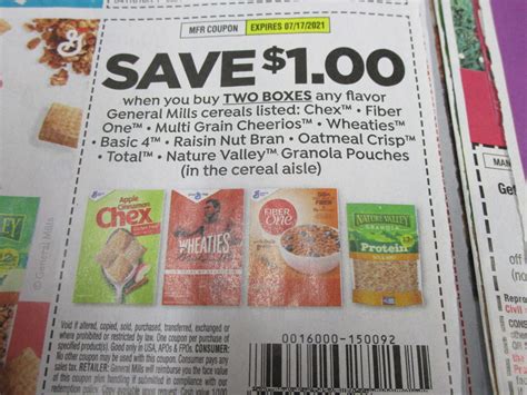 15 Coupons $1/2 General Mills Cereal Chex Fiber One Wheaties basic 4 7/17/2021