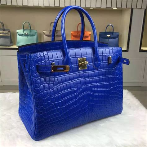 Customized Hermes Crocodile Matt Leather Birkin Bag 35cm in 7T Blue ...