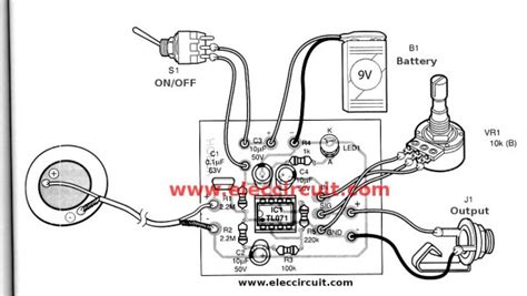 Acoustic guitar pickup circuit using TL071 - ElecCircuit.com