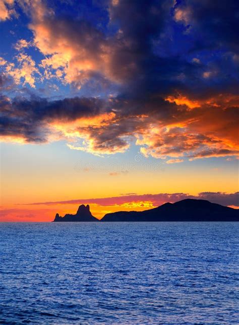 Ibiza Island Sunset with Es Vedra in Background Stock Photo - Image of ...