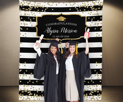 Black and Gold Graduation Photo Booth Backdrop Class of 2021 | Etsy in ...