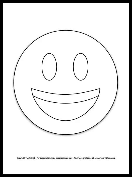 Emoji Coloring Page - Smiley Face {FREE Printable!} - The Art Kit