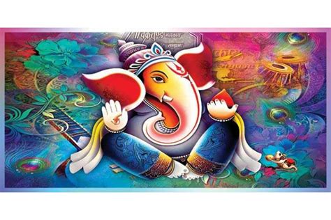 Lord ganesha painting on canvas cute ganesha W023