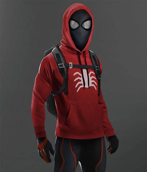 Fleece PS4 Spider-Man Miles Morales Red Hoodie - Jackets Masters