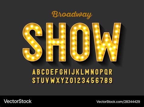 Broadway style retro light bulb font vintage Vector Image