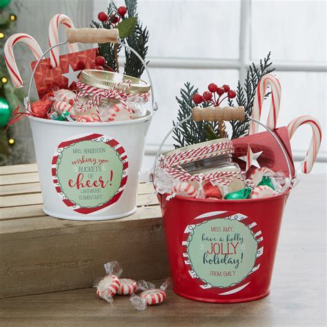 19334 - Holly Jolly Personalized Mini Metal Teacher Bucket | Teacher christmas gifts, Homemade ...