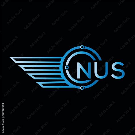 NUS letter logo. NUS blue vector image on black background. NUS technology Monogram logo design ...