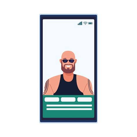 bald man with beard and tattoos in smartphone 2000491 Vector Art at ...