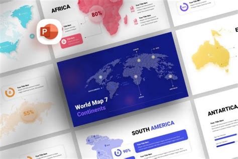 7 Continents World Map Presentation Graphic by wealthwells · Creative ...