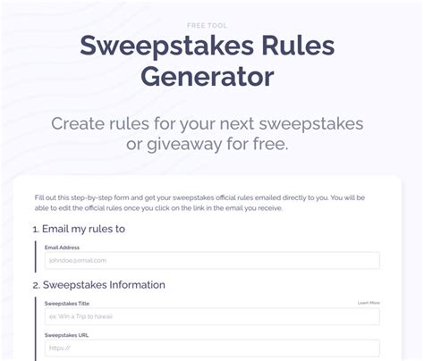 Sweepstakes Official Rules & Laws - [Download Template Here]