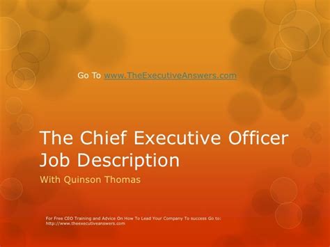 The Chief Executive Officer Job Description