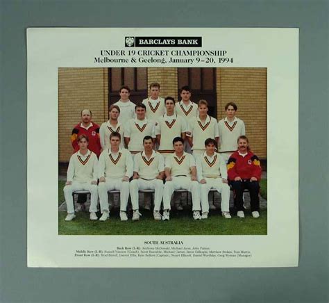 Photograph of South Australian cricket team, Under 19 Australian Championships - 1994 ...