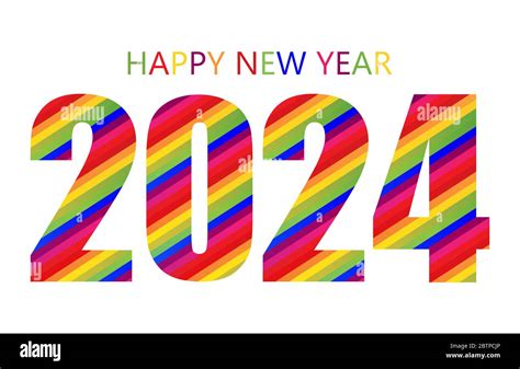 Rainbow Happy New Year 2024 Design Template. Modern Design for Calendar ...