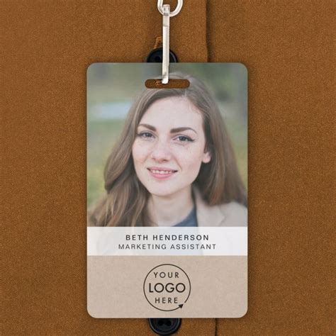 Rustic Kraft ID Card Modern Photo Employee QR Badge Gender: unisex. Age Group: adult. Employee ...