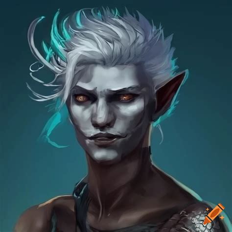 Towering male earth genasi with silver veins and dreadlocked hair on Craiyon