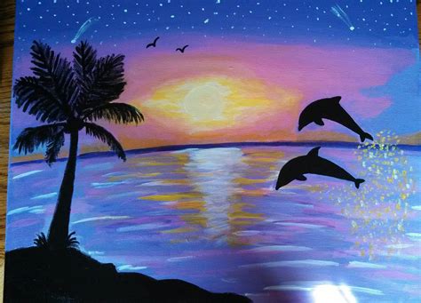 Dolphin Painting Sunset