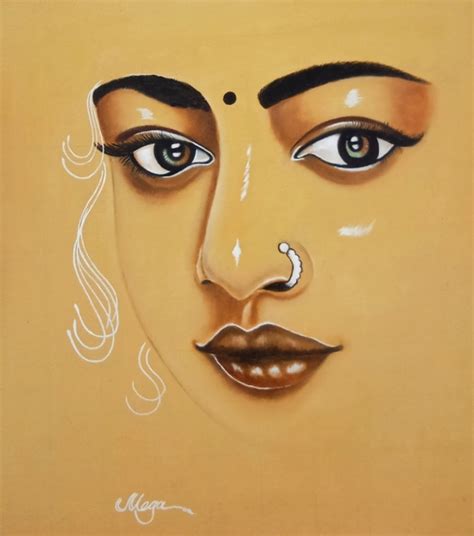 Buy Painting Woman Face Painting Artwork No 16048 by Indian Artist Meganathan M.