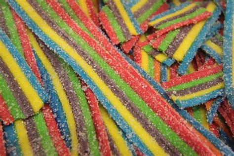 Strips of sour candy | Sour candy, Rainbow candy aesthetic, Gummy candy