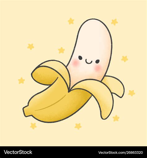 Cute banana cartoon hand drawn style Royalty Free Vector