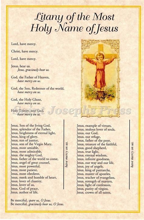 Holy Name of Jesus Litany Card - Saint Joseph's Press