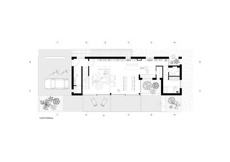 the floor plan for this modern house shows what is in the kitchen and living room