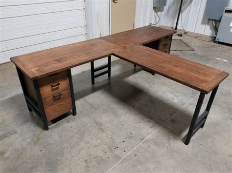 T-shaped Desk Co-working Desk Double Oak Desk Steel Desk - Etsy Ireland