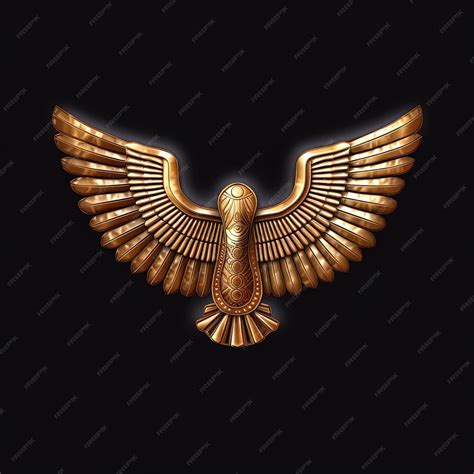 Premium Photo | Ancient golden wings symbol isolated on dark background Illustration of an ...