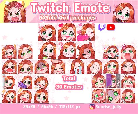 Twitch Emotes / Red Hair Green Eyes / Chibi Girl / Twitch - Etsy