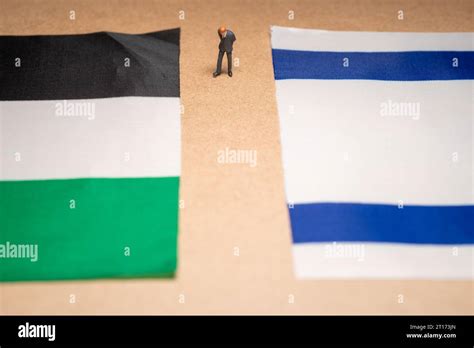 Israeli–Palestinian peace process concept,The flags of Israel and ...