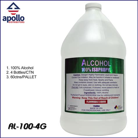 Alcohol 100% / AL-100-4G - Apollo Distributors