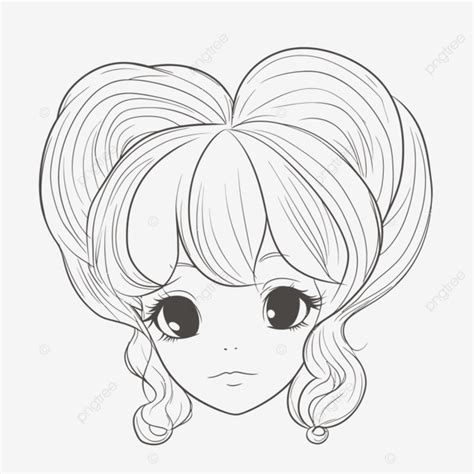 Anime Girl Draw Illustration Of A Hair Coloring Page Outline Sketch ...