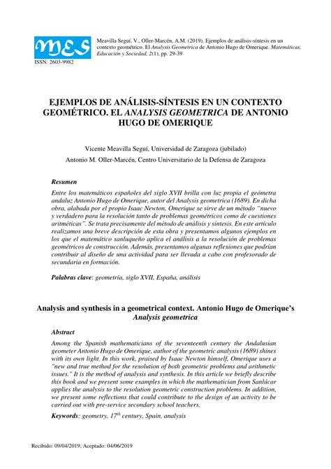 (PDF) Ejemplos de análisis-síntesis en un contexto geométrico. El ...