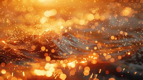 Blurry Gold Water with Bubbles and Golden Sparks. Escapism Abstract Background. Stock Photo ...