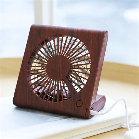 USB Desk Fan Portable Mini Table Fan Wood grain Table Air Circulator Fan Desktop Cooling Quiet ...