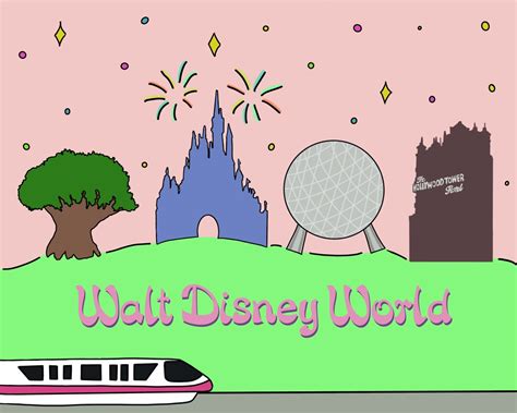 Walt Disney World Theme Park Icons Wall Art Disney Parks - Etsy