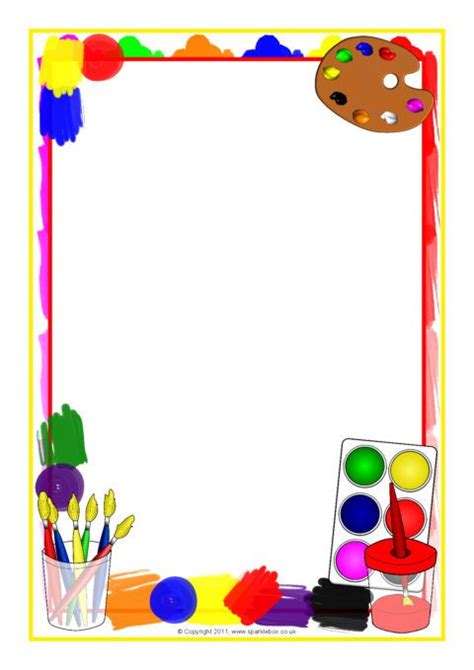 Painting-Themed A4 Page Borders (SB5756) - SparkleBox | Page borders, Art classroom, Frame crafts