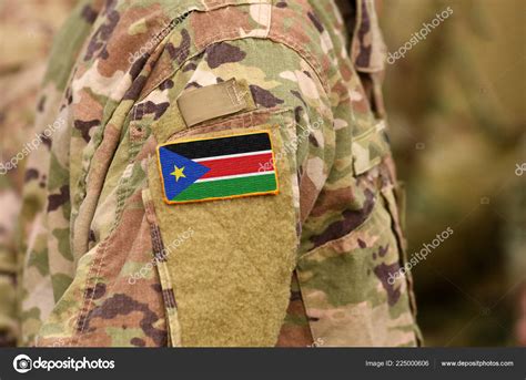 South Sudan Flag Soldiers Arm Republic South Sudan Troops Collage Stock ...