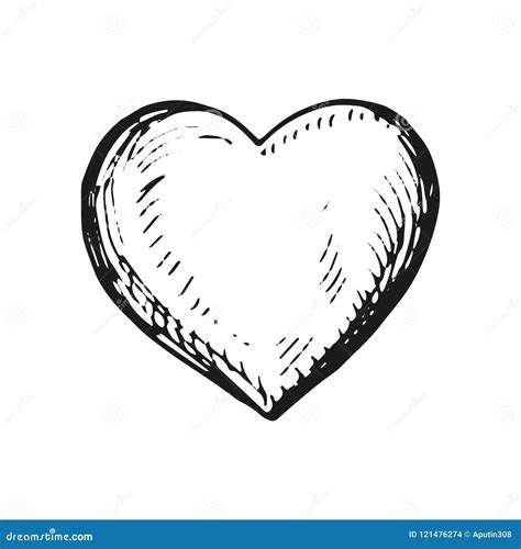 Heart Sketch Monochrome. Isolated on White Background Stock Vector - Illustration of sign ...