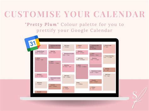 Google Calendar Customisation Palette Pretty Plum - Etsy