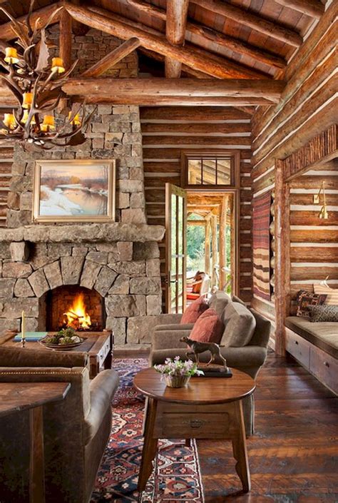 63 Best Log Cabin Homes Fireplace | Log home interiors, Log cabin homes, Cabin homes