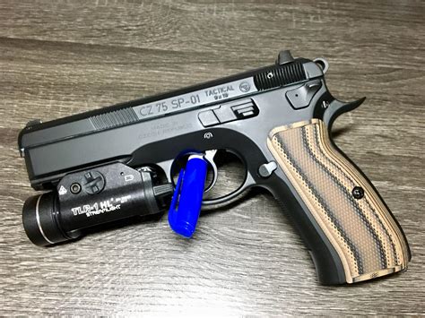 CZ 75 SP-01 Tactical with new VZ grips in Hyena Brown [4032x3024] [OC] : r/GunPorn