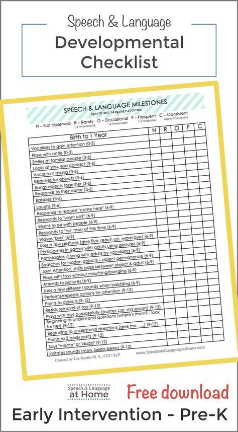 Free Printable Developmental Milestones Checklists for Early Speech and ...