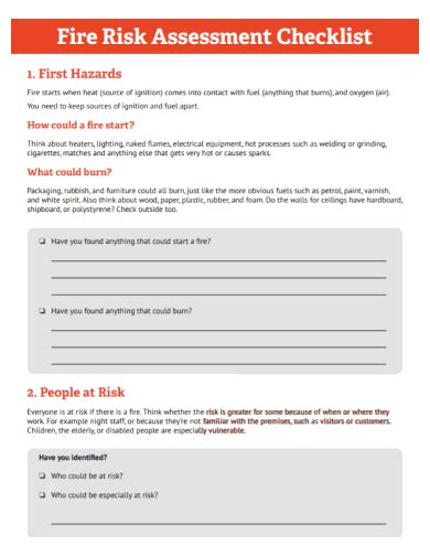 FREE 10+ Fire Risk Assessment Checklist Samples [ Safety, Audit, Review ]