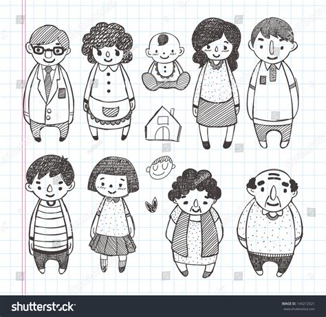 Doodle Family Icons Illustrator Line Tools Stock Vector 144212521 - Shutterstock