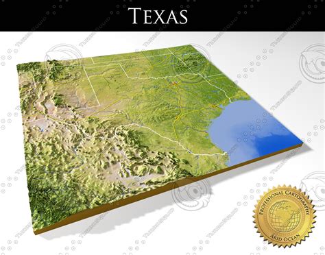 Max Relief Texas - 3D Topographic Map Of Texas - Printable Maps